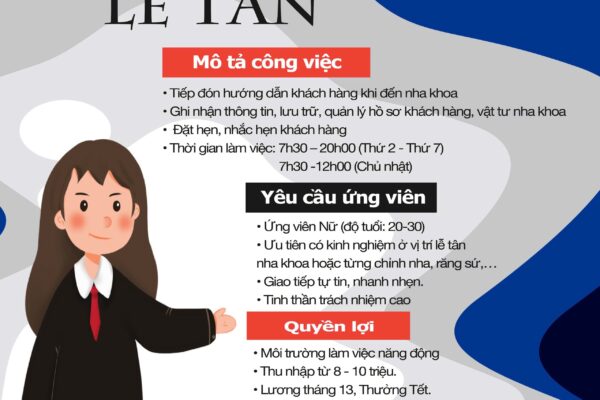 Tuyển Dụng Lễ Tân Nha Khoa