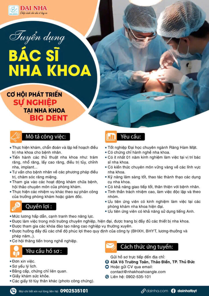 tuyển dụng bác sĩ nha khoa