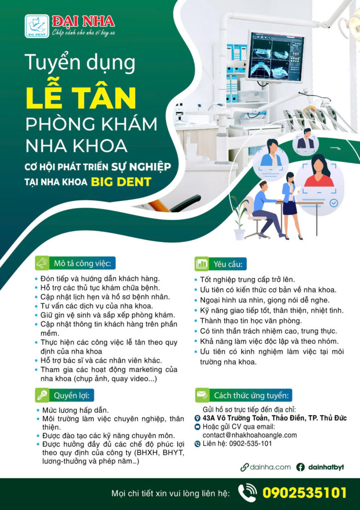 tuyển dụng lễ tân nha khoa